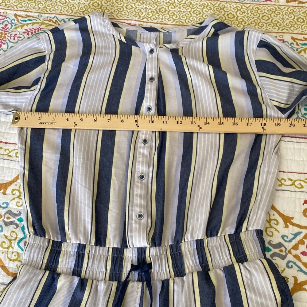 Travis Mathew Lucky Loo Twill Tie Waist Romper Striped - M - Picture 11 of 14